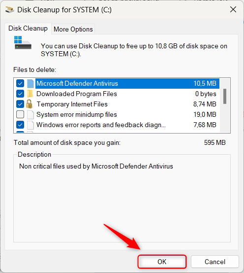 disk cleanup confirm