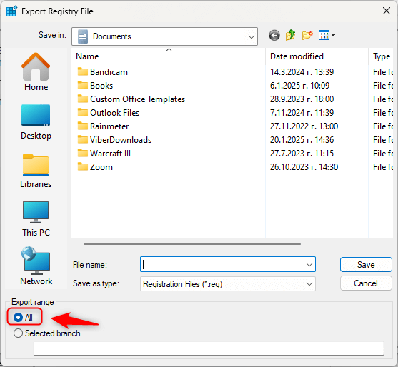 export registry file