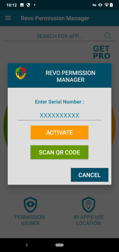 Revo Permission Analyzer activate screen